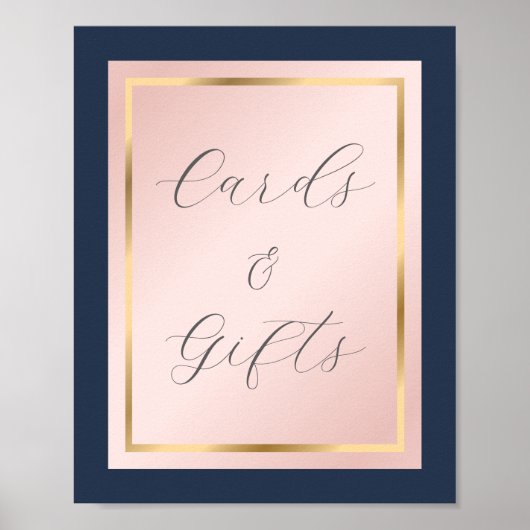 Schild mit Blue Blush und Gold Cards und Geschenkg (Vorne)