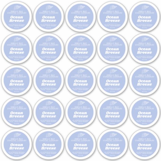 Schild mit dem Label "Minimal candle blue ocean br (Vorderseite)