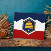 Schild mit der Flagge des US-Bundesstaates Utah Fotoplatte (Seite)