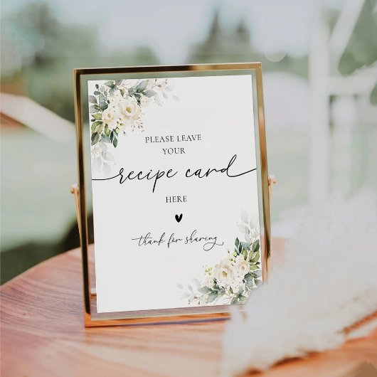 Schild mit der White Roses Recipe Karte