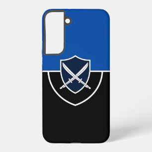 Schild mit durchkreuzten Schwertern auf blau und s Samsung Galaxy Hülle