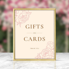 Schild mit Geschenken und Karten der "Peony Line"