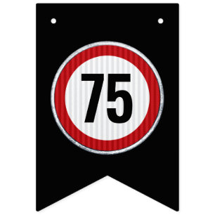 Schild mit Geschwindigkeitsbegrenzung zum 75. Gebu