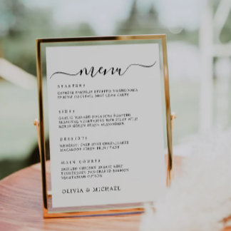 Schild mit Hochzeitmenü, druckbares Hochzeitmenü Einladung