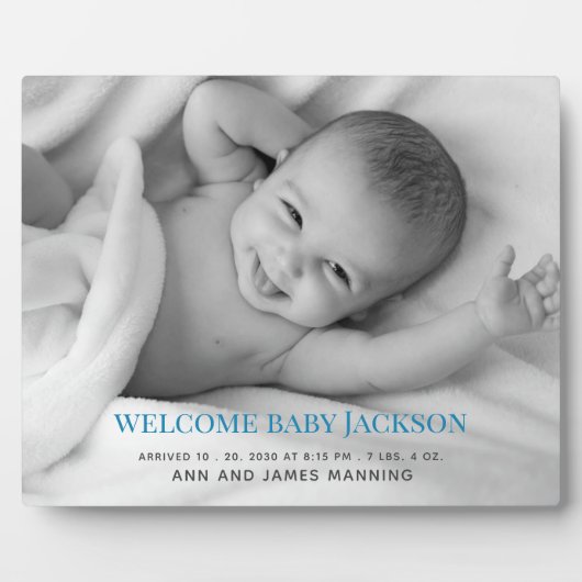 Schild mit individuellem Babyfoto und Staffelei Fotoplatte (Vorderseite)