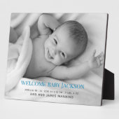Schild mit individuellem Babyfoto und Staffelei Fotoplatte (Seite)