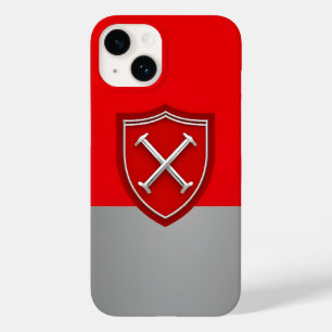 Schild mit Krimson und Silbergrauem Hintergrund Case-Mate iPhone 14 Hülle