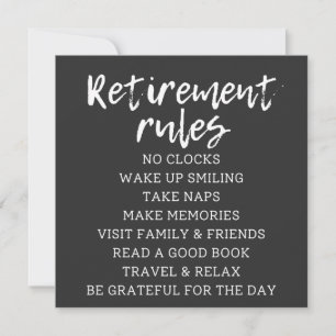 Schild mit Rentenregeln, Geschenkschild zum Ruhest Einladung