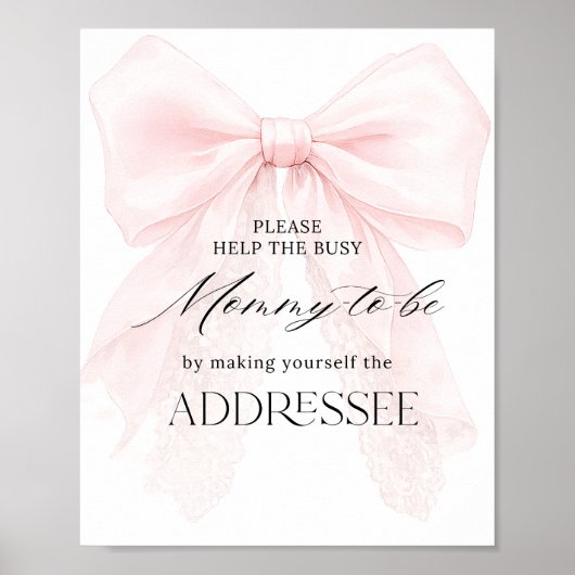 Schild mit rosa Schleife Mädchen Moderne Babyparty (Vorne)