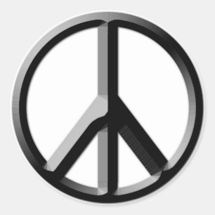Schild mit Silver und Black Peace Runder Aufkleber