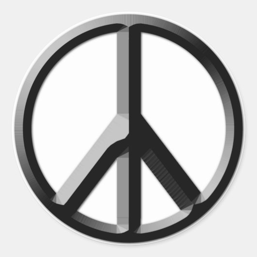 Schild mit Silver und Black Peace Runder Aufkleber (Vorderseite)