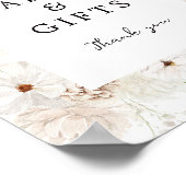 Schild mit weißen Blumenkarten und Geschenken (Ecke)