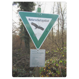 Schild Naturschutzgebiet Klemmbrett