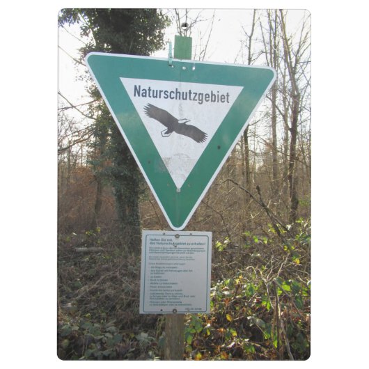 Schild Naturschutzgebiet Klemmbrett (Rückseite)