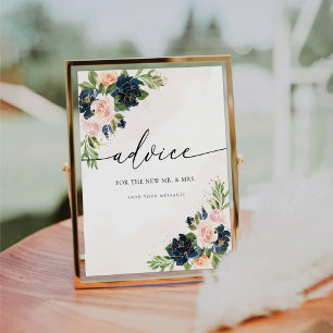 Schild "Navy & Blush Pink Floral Advisor"