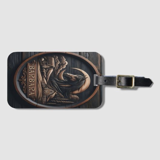 Schild "Pferd und Mond" Gepäckanhänger (Vorderseite (Horizontal))