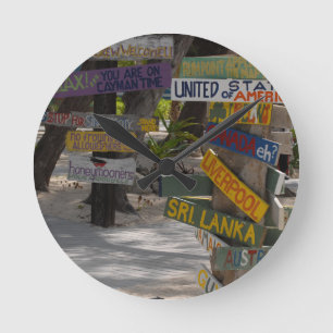 Schild Pfosten Rum Point Grand Cayman Runde Wanduhr