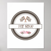 Schild Rennwagen Rosa Pit Stop (Vorne)