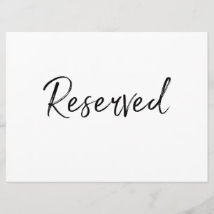 Schild "Reserviert"   Stylishe handgeschriebene Bu Einladung