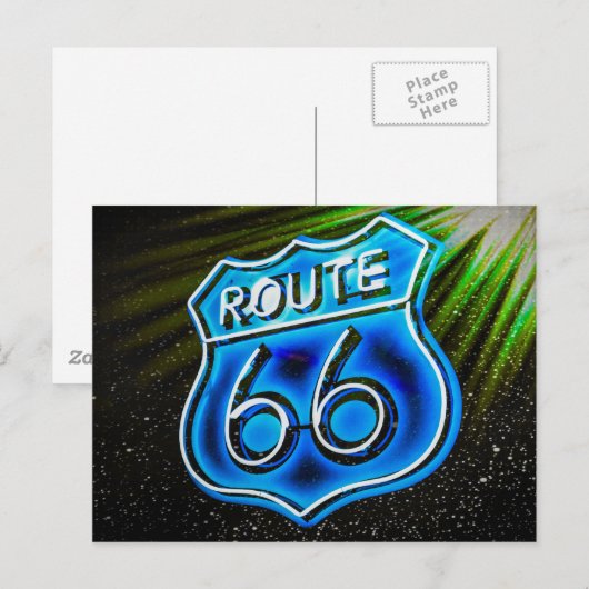 Schild Route 66 Postkarte (Vorne/Hinten)