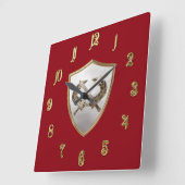 Schild und Schwerter Quadratische Wanduhr (Winkel)