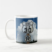 Schild "US Route 30" mit R Turn Sign Kaffeetasse (Links)
