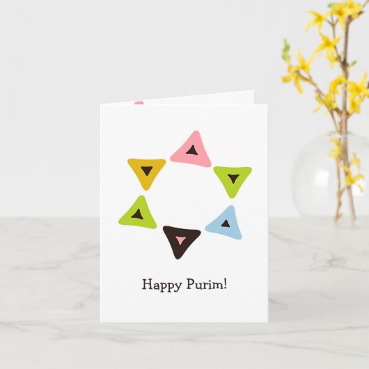 Schild von Hamantaschen Purim Karte (Gelbe Blume)