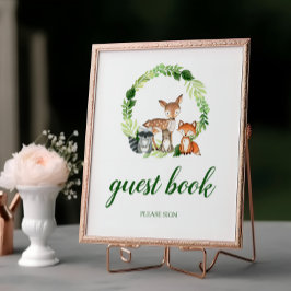 Schild "Woodland Animals Shower Guest Book Pedesta