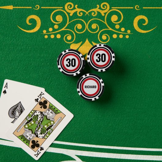 Schild zur 30. Geburtstags-Geschwindigkeitsbegrenz Pokerchips (Pokertisch (Stapel))