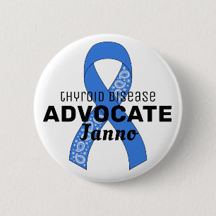 Schilddrüsenkrankheit Advocate Ribbon White Button