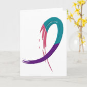 Schilddrüsenkrebs Aquamarin, Lila und rosa Band A4 Karte (Gelbe Blume)