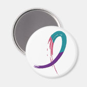 Schilddrüsenkrebs Aquamarin, Lila und rosa Band A4 Magnet (Vorderseite/Rückseite)