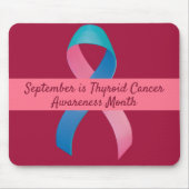 Schilddrüsenkrebs Bewusstsein Blau, Rosa, Aquamari Mousepad (Vorne)