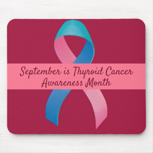 Schilddrüsenkrebs Bewusstsein Blau, Rosa, Aquamari Mousepad (Vorne)