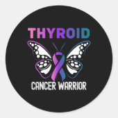 Schilddrüsenkrebs-Bewusstsein Butterfly Runder Aufkleber (Vorderseite)