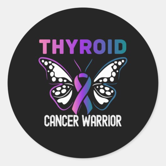 Schilddrüsenkrebs-Bewusstsein Butterfly Runder Aufkleber (Vorderseite)