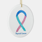 Schilddrüsenkrebs-Bewusstsein Ribbon Holiday Ornam Keramik Ornament (Rechts)