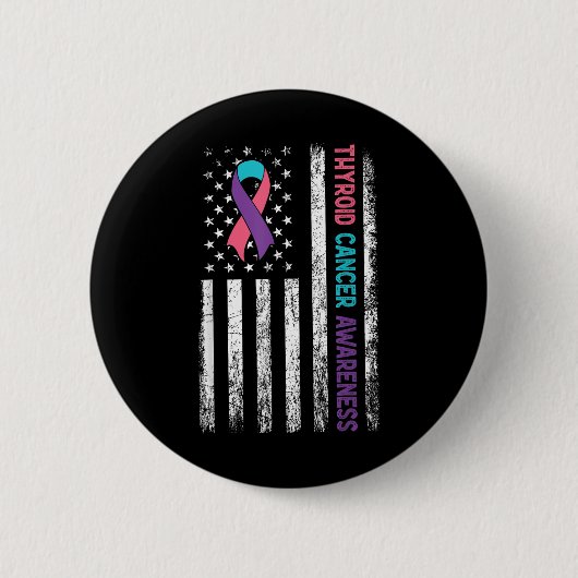 Schilddrüsenkrebs-Bewusstseinsmonat American Flag Button (Vorderseite)