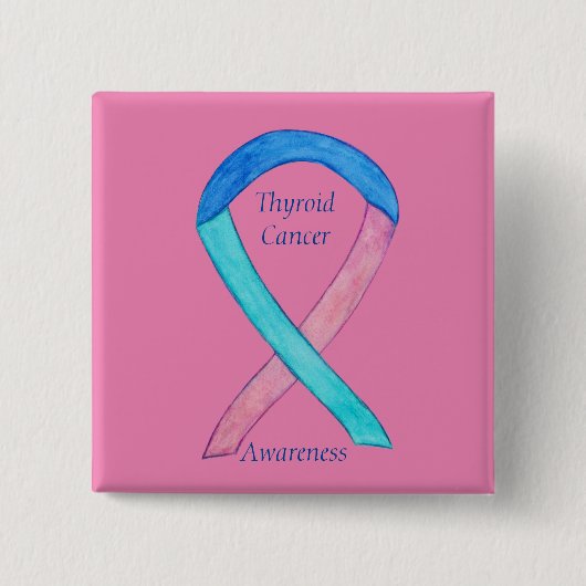 Schilddrüsenkrebs Custom Awareness Ribbon Buttone Button (Vorderseite)