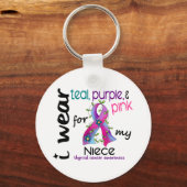 Schilddrüsenkrebs, den ich für mein Nichte trage 4 Schlüsselanhänger (Vorderseite)