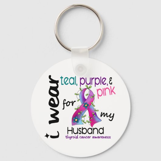 Schilddrüsenkrebs, den ich für meinen Mann trage 4 Schlüsselanhänger (Vorderseite)