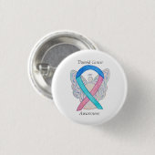 Schilddrüsenkrebs Engel Awareness Ribbon Buttone Button (Vorne & Hinten)