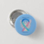 Schilddrüsenkrebs Engel Awareness Ribbon Buttone Button (Vorne & Hinten)
