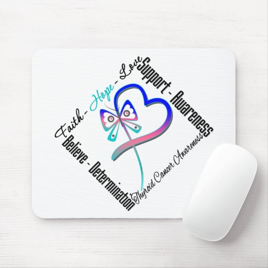Schilddrüsenkrebs Glaube Hoffnung Liebe Schmetterl Mousepad (Mit Mouse)