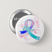 Schilddrüsenkrebs glaubt Blüh Ribbon Button (Vorne & Hinten)
