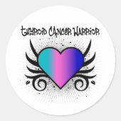Schilddrüsenkrebs Kriegerherz Runder Aufkleber (Vorderseite)