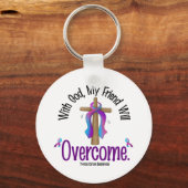 Schilddrüsenkrebs mit Gott mein Freund wird überwi Schlüsselanhänger (Vorderseite)