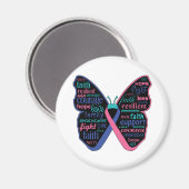 Schilddrüsenkrebs-Schmetterlingskollage von Worten Magnet (Vorderseite/Rückseite)