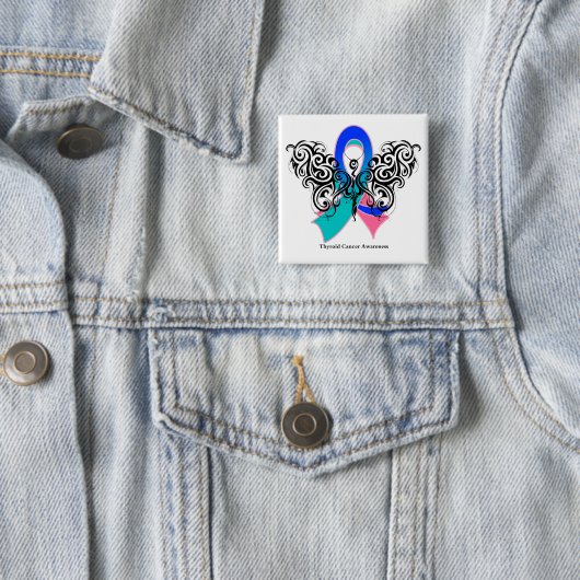 Schilddrüsenkrebs-Tribal-Butterfly Button (Beispiel)