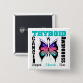 Schilddrüsenkrebserkrankung Schmetterling Button (Vorne & Hinten)